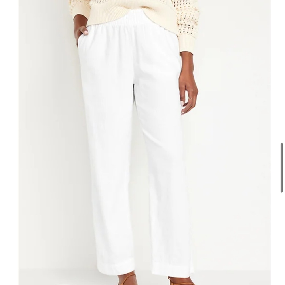 Linen Blend Straight Pants